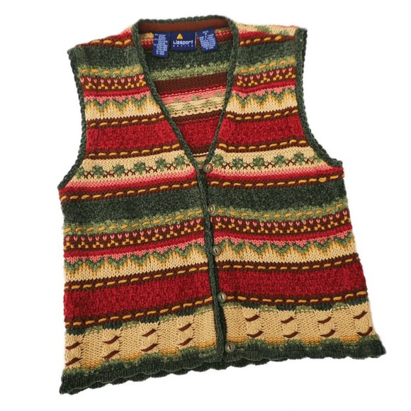 Liz Claiborne Sweaters Vintage Lizsport Knit Sweater Vest Chenille
